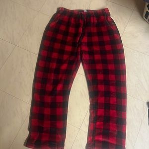 Red and black plaid pajamas pants